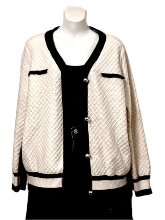 Lark + Grey Sweaters - Lark + Grey Womens  Vintage Cream Button Down Honey Comb Knit Cardigan Sweater L